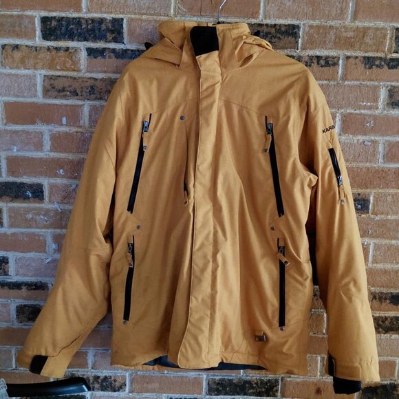 Men's Yellow Karbon Thermolite Ski/Snowboard Hooded Jacket - Picture 1 of 8
